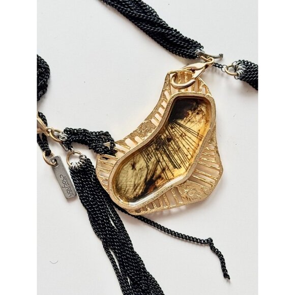 ANNE MARIE CHAGNON Alia Modular Gold Resin Pendant Chain Statement Necklace - Picture 10 of 15